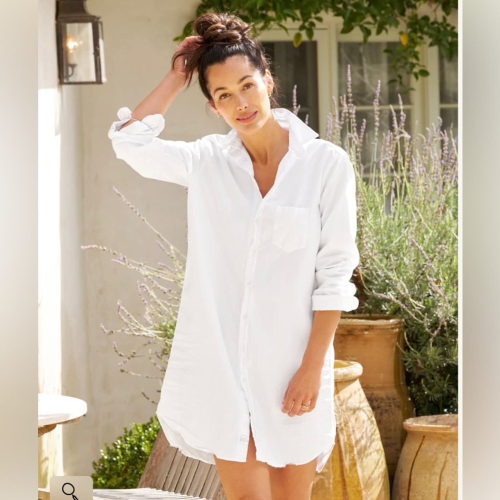 Frank and Eileen classic Mary shirt dress in white.